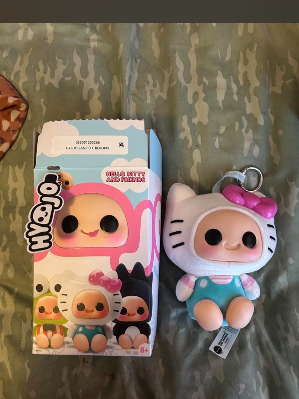 Sanrio Hello Kitty Hyogo Plush Keychain - White, Pink & Teal